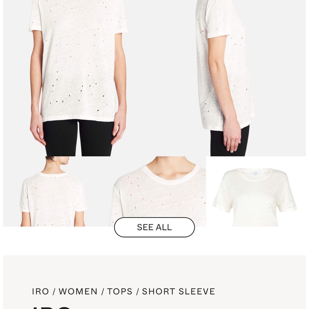 NWT IRO White Distressed Short Sleeve Tee